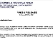 Bidang Media dan Komunikasi Publik DPW Nasdem Beri Klarifikasi Tajuk Jurnalis