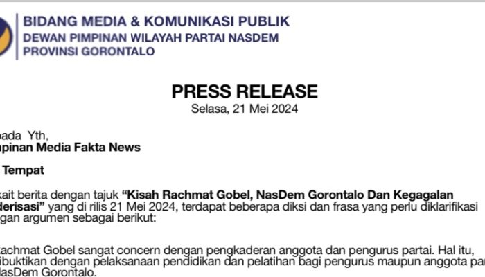Bidang Media dan Komunikasi Publik DPW Nasdem Beri Klarifikasi Tajuk Jurnalis