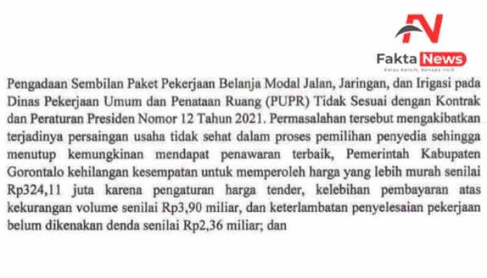Pengadaan Sembilan Paket Pekerjaan di Dinas PUPR Kabupaten Gorontalo, Mengapa Hukum Harus Ditegakkan?