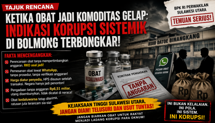 Ketika Obat Jadi Komoditas Gelap: Membongkar Dugaan Korupsi Sistemik di Balik Pengadaan Kesehatan Bolmong