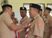 Wabup Lahmudin Hambali Lantik Pengurus Saka Adhyasta Pemilu Kwarcab Boalemo